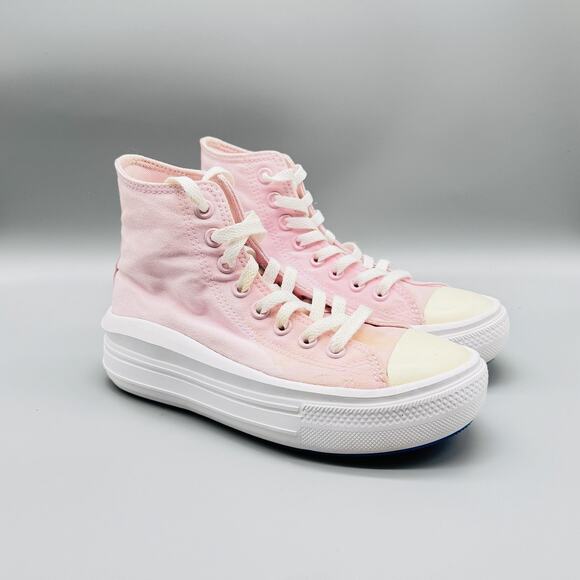 Converse Shoes Womens 6.5 Pink Canvas Chuck Taylor All Star Platform Hi Sneakers - Picture 2 of 11